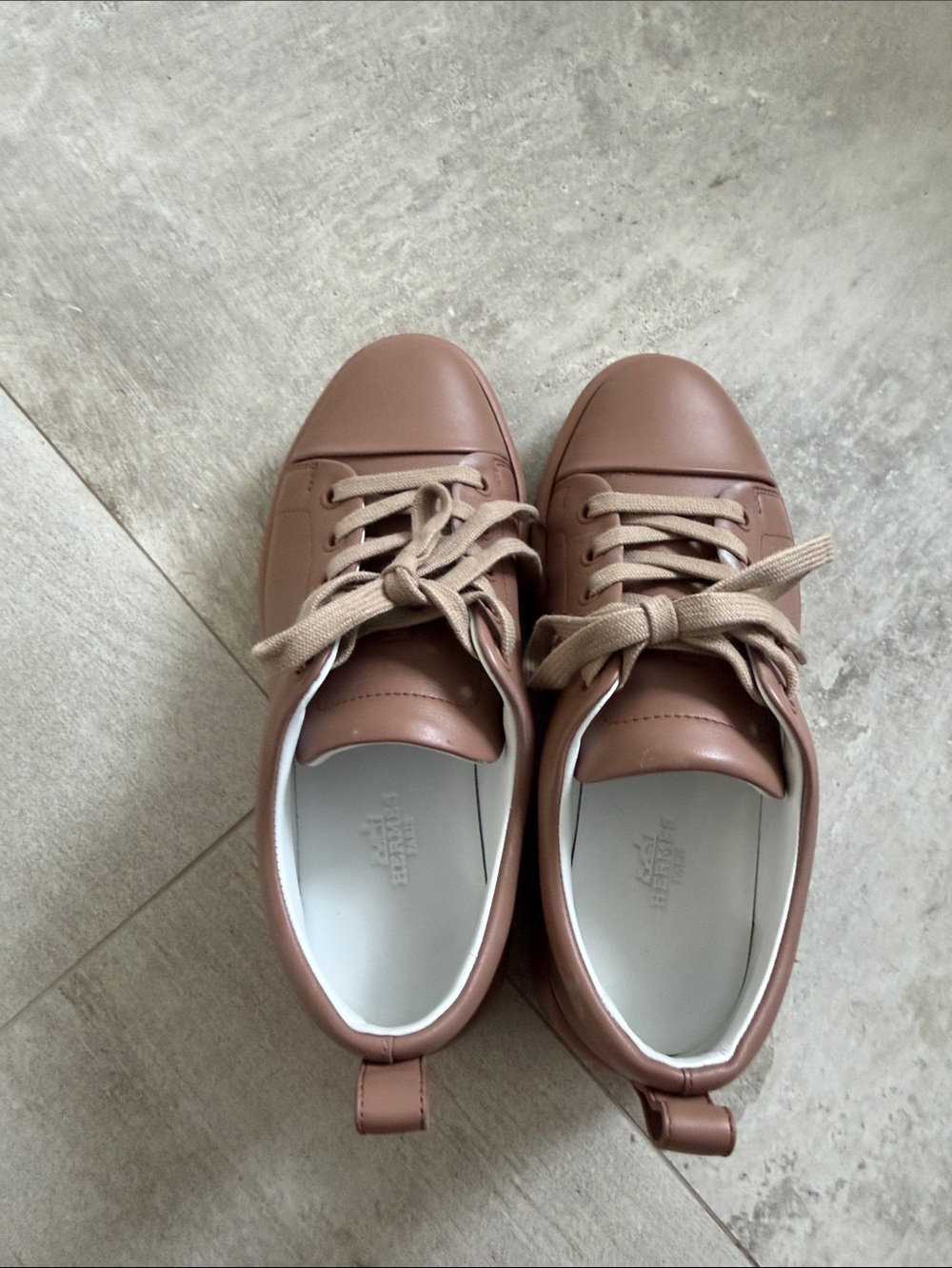 Chunky Tan Leather Lace-Up Sneakers - Picture 7 of 7